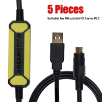 5Pcs USB-SC09-FX For Mitsubishi FX Series PLC Programming Cable FX0N FX1N FX2N FX0S FX1S FX3U FX3G Communication Data