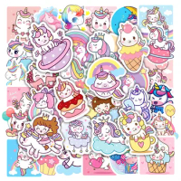 50/100pcs Cute Cartoon Unicorn Stickers for Laptop Luggage Phone Car Scooter Funny Vinyl Decal for Kids Girl Children Gift