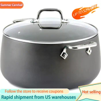 Hard Anodized Nonstick Stockpot 8 Quart Induction Oven Broiler Safe 500F Cast Iron Cookware Lid Safe 350F Pots and Pans Cookers