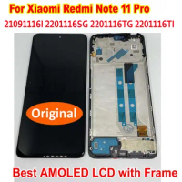 Original Super AMOLED For Xiaomi Redmi Note 11 Pro 4G 5G LCD Display Touch Screen Panel Digitizer Assembly Sensor with Frame