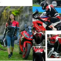 Jaket motor touring bahan dolby gortec polyester balap wearpack full protektor premium moge motogp r