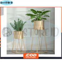 Romi Store ID Pot Bunga Besi/1 Set Isi  2 Standing Pot ALas Persegi/Standing Pot Murah/Standing Pot 