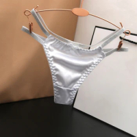 Women Silky Satin Thongs Panties Lingerie Hollow T-Back G-String Low Waist Knickers Underwear Sex Thongs String Hot