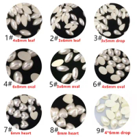100pcs/pack Korea 3D Nail Art Accessories Kawaii Heart Oval Pearl Nail Parts Nail Materials Supplies For Professionals