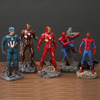 Hot Toys Marvel The Avengers Anime Figures Spider-Man Steve Rogers Doll Model Auto Interior Kawaii Iron Man Figurines Child Gift
