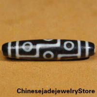 Black Ancient Tibetan DZI Beads Old Agate Lucky 9 Eye Totem Amulet Pendant GZI