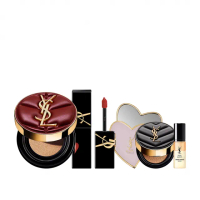 【YSL】官方直營 恆久完美雲朵鎖心彩妝組(霧光氣墊粉餅 雲朵皮革版+奢華印記鎖心光唇釉)