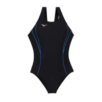 MIZUNO SWIM 女連身泳衣-泳裝 游泳 競賽 黑藍銀