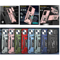 Slide Camera Shockproof Armor Phone Case For Xiaomi 11T 12 For Redmi Note 11 Pro 11S 4G 5G 10 Magnetic Ring Stand 100Pcs/Lot
