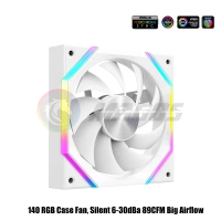 พัดลมเคส RGB, 140, 14025, เงียบ 6-30dBa, 89CFM การไหลของอากาศขนาดใหญ่, ตู้เย็น 14 ซม., รองรับ 5V ARG