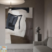 侘寂赤貧風現代掛畫客廳裝飾畫玄關手工抽象油畫沙發背景墻壁畫