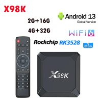 กล่องสมาร์ททีวี X98K Android 13 RK3528 2G 16G 2.4G 5G Dua WIFI BT 5.0 4GB 32GB Wifi 6 Set Top   Medi