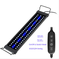 Dimmable LED Aquarium Light, Freshwater Fish Tank Lamp with Brackets ,1ft-4ft Coral Reef Light, Time Setting, 3 Timing Modes