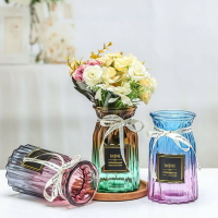 歐式玻璃花瓶透明客廳鮮花插花瓶創意折紙水培植物玻璃瓶裝飾擺件