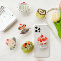 Korean Acrylic Food Cookies Matcha Jelly Smart Tok Griptok Phone Holder Finger Socket Ring Foldable Extension Support Bracket