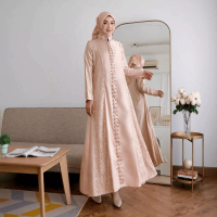 Gamis Busui Brukat Payet Silver Baju Muslim Pesta Lebaran