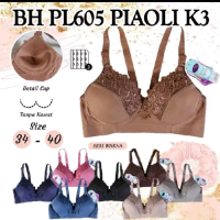 Promo 3 Pcs Piaoli BH PL605 K3 Bra Renda Cup B Kait 3 Tanpa Kawat  Warna  Random Size 34-40