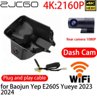 ZJCGO 4K DVR Dash Cam Wifi Front Rear Camera 24h Monitor for Baojun Yep E260S Yueye 2023 2024