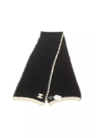 Chanel 二奢 Pre-loved Chanel coco mark Scarf cashmere silk black off white