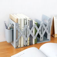 Retractable Bookends For Shelves Book Support,ABS Stand Bookshelf With Pen Holder,Adjustable Bookends Office Supplies