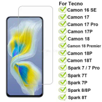 2-1PC Tempered Glass For Tecno Camon 18 Premier 18P 18T 17P 17 Pro 16 SE Screen Protector on Spark 8 7 Pro 7P 7T 8P 8T Go Vidrio