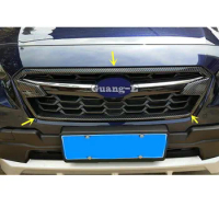 Body Sticker Cover ABS Chrome/Carbon Fibre Trim Front Up Racing Grid Grill Grille Frame 1pcs For SUBARU XV 2018 2019 2020 2021