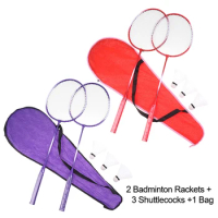 Professional Badminton Rackets Shuttlecocks and Carrying Bag Set Double Badminton Racquet Set Indoor Outdoor Speed Sports
