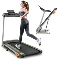 Electric Treadmill with LCD for Home Foldable 2.5HP 12KM/H, Bluetooth Music Cup, Holder Heart Rate Sensor, Cardio Exercise Machi