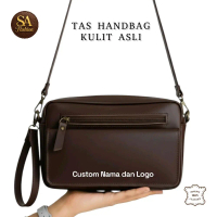 SA Fashion Tas Handbag Kulit Asli Custom Nama dan Logo Model Terbaru Unisex untuk Pria dan Wanita El
