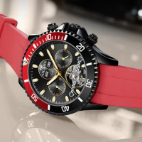 AILANG Luxury Black Red Case Multi-function Sports Tourbillon Watches Waterproof Automatic Mechanical Watch Men Reloj Hombre