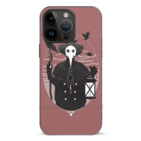 1656 Fiber Skin Case For Iphone 11 12 13 14 Pro Max Mini Xr 7 8 Plus Cases Cover Plague Raven Black White Bell Apple Iphone