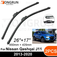 Car Front Windshield Wipers For Nissan Qashqai J11 2013-2020 Wiper Blade Rubber 26"+17" Car Windshield Windscreen Accessories