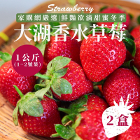 家購網嚴選 苗栗大湖香水草莓1~2號果2盒(1公斤/盒)
