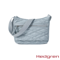 【Hedgren】INNER CITY系列 RFID防盜 彎月水餃 側背包(菱格灰藍)