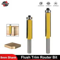 8mm Shank Trimmer Router Bit For Wood Flush Trim Router Bit With Bearing Guided Carbide Milling Cutter