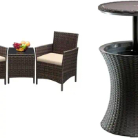 3 Pieces Patio Furniture Sets with Keter Pacific Cool Bar Outdoor Patio Furniture and Hot Tub Side Table