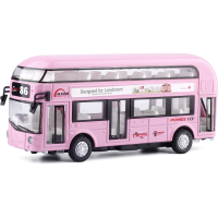 London Double Decker Bus Toy รุ่น17Cm ของขวัญ TY6008B สำหรับเด็กเล่นประตูในร่มเปิดและปิดกระพริบด้วยเพลงสะสม