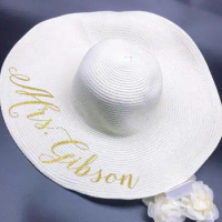 custom text Bride Tribe beach wedding floppy Mrs Sequin Sun Hats Just married Drunk in love Honeymoon bridal party gifts favors
