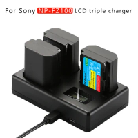 3 Pcs NP-FZ100 NPFZ100 NP FZ100 2600mAh Battery + 3 card slots LCD Charger For Sony NP-FZ100, BC-QZ1, ZV-E1 a9, a7R III, A6600