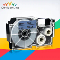 Compatible for Casio XR-6BU Cassette Labeling Tape Black on Blue 6mm*8m Replace Casio KL-60 KL-120 KL-HD1 KL-P350W Label Maker