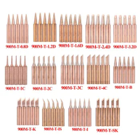 5Pcs Pure Copper Soldering Iron Tips 900M-T B/I/IS/K/SK/1C/2C/3C/4C/0.8D/1.2D/1.6D/2.4D/3.2D Lead Free Welding Tip Head