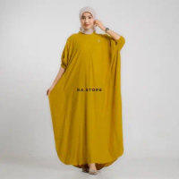 Kaftan nadeeraa batwing jumbo twill ori polos premium kekinian Gamis Rayon