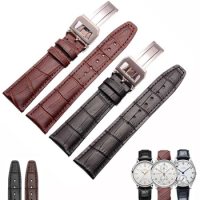 20mm 21mm 22mm Crocodile Skin Pattern Leather WatchBand Band For IWC Watch Portugieser Pilot's Strap [IW35312 IW371401]