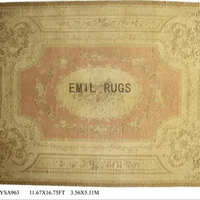 Wool carpet french aubusson rugs 183CMX277CM 6'X 9.1' pink large side beige gc88aubYSA106
