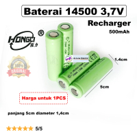 1PCS Baterai Hongli 14500 3.7V 500mAh Recharger, flat top. baterai raket nyamuk