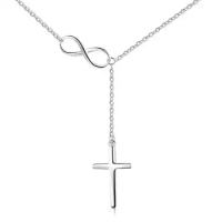 Cross &amp; Infinity Silver Color Pendant Necklace Women Fashion Jewelry Best Christmas Gift for Ladies (Lam Hub Fong)