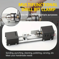 13pc Mini Metal Lathe Machine - Versatile DC12-24VWoodworking &amp; Metalworking Tool, Includes Milling Machine, Grinder&amp; Drill for