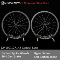 Farsports Carbon Spoke RD270 PG Ratchet Hub Central Lock Tubeless Wheelset 20H Disc Brake Carbon Wheels