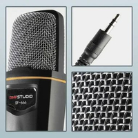 TaffSTUDIO Mikrofon Kondenser Omnidirectional - Kualitas Suara Profesional, Stand Mikrofon Mini IH H