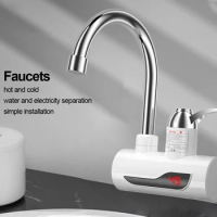 Electric Hot Water Heater Faucet 360 Degree Rotation Hot Cold Mixer Tap Digital Instant Heating Faucet Kitchen Bathroom Supplies